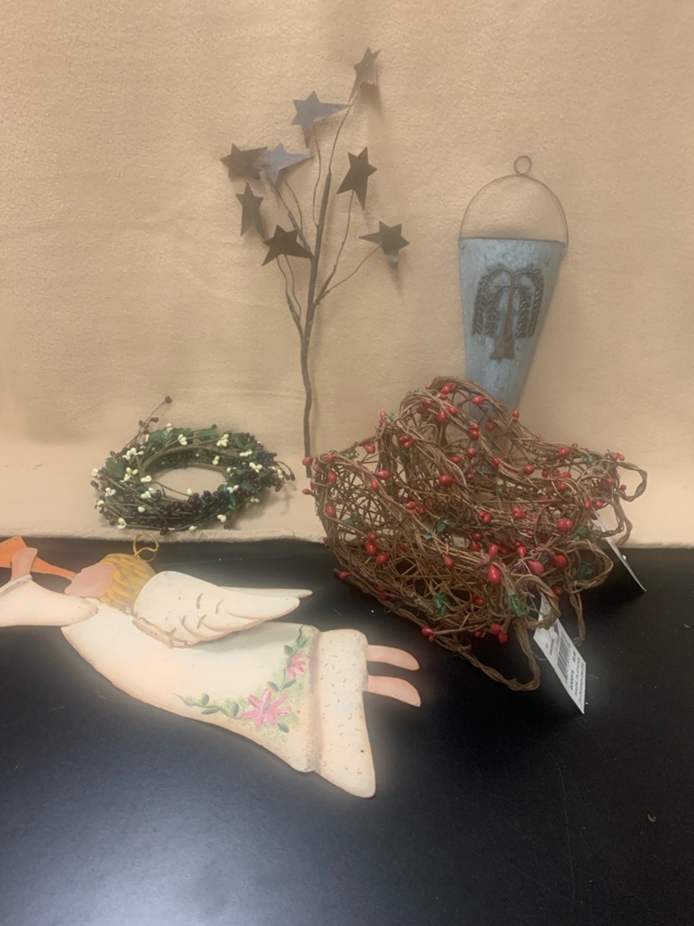 Handcrafted Red Berry Vine Decorative sleigh Accents